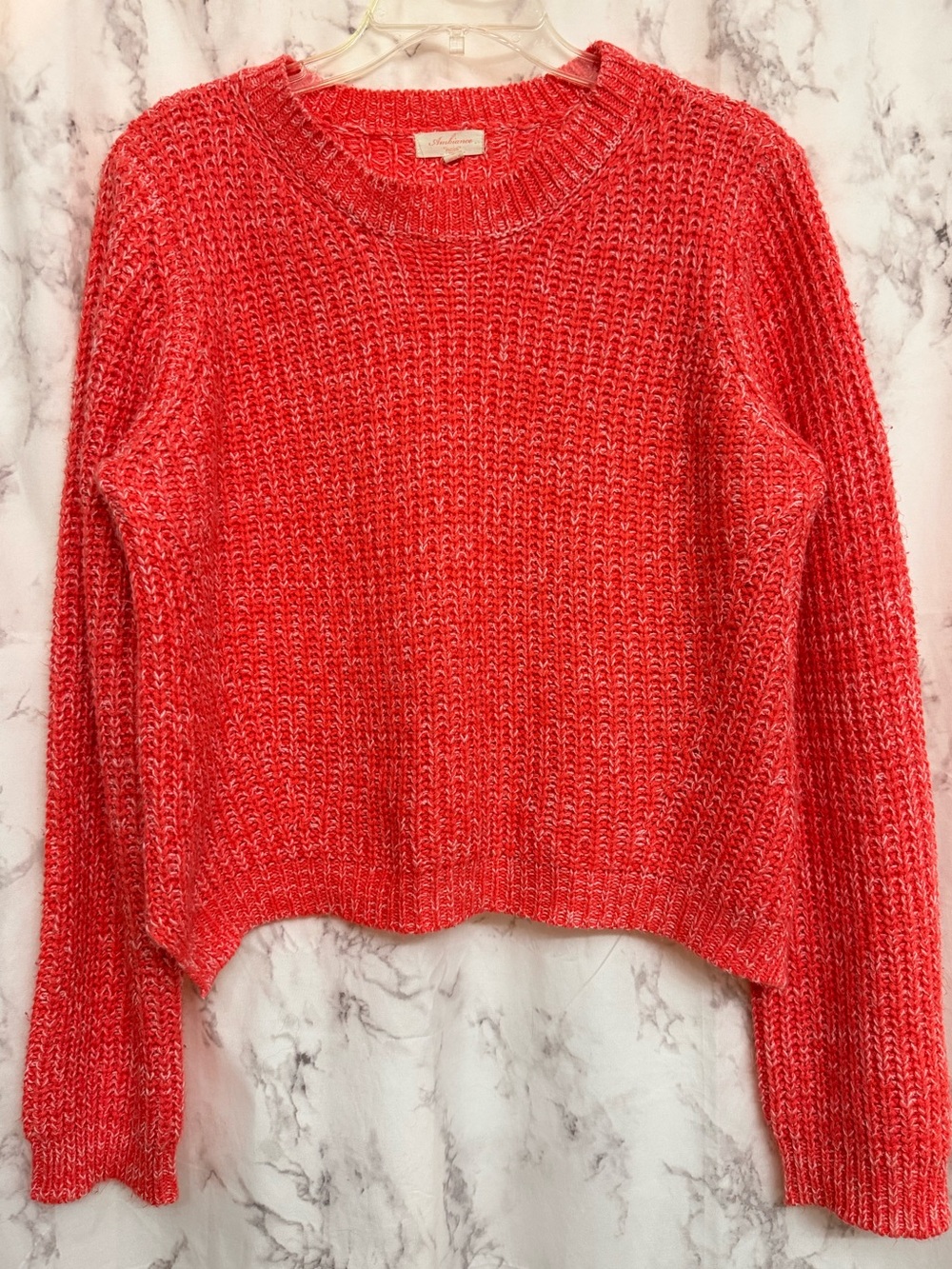 Cozy Coral Knit Sweater - Women's Crewneck